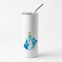 Watercolour Cinderella Fairytale Skinny Tumbler