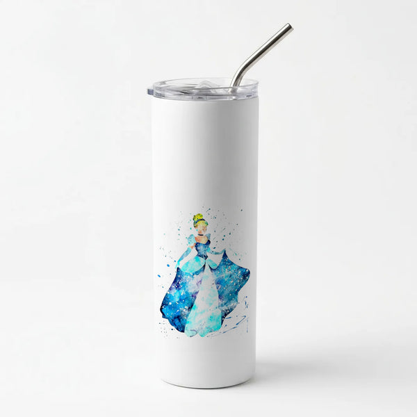 Watercolour Cinderella Fairytale Skinny Tumbler