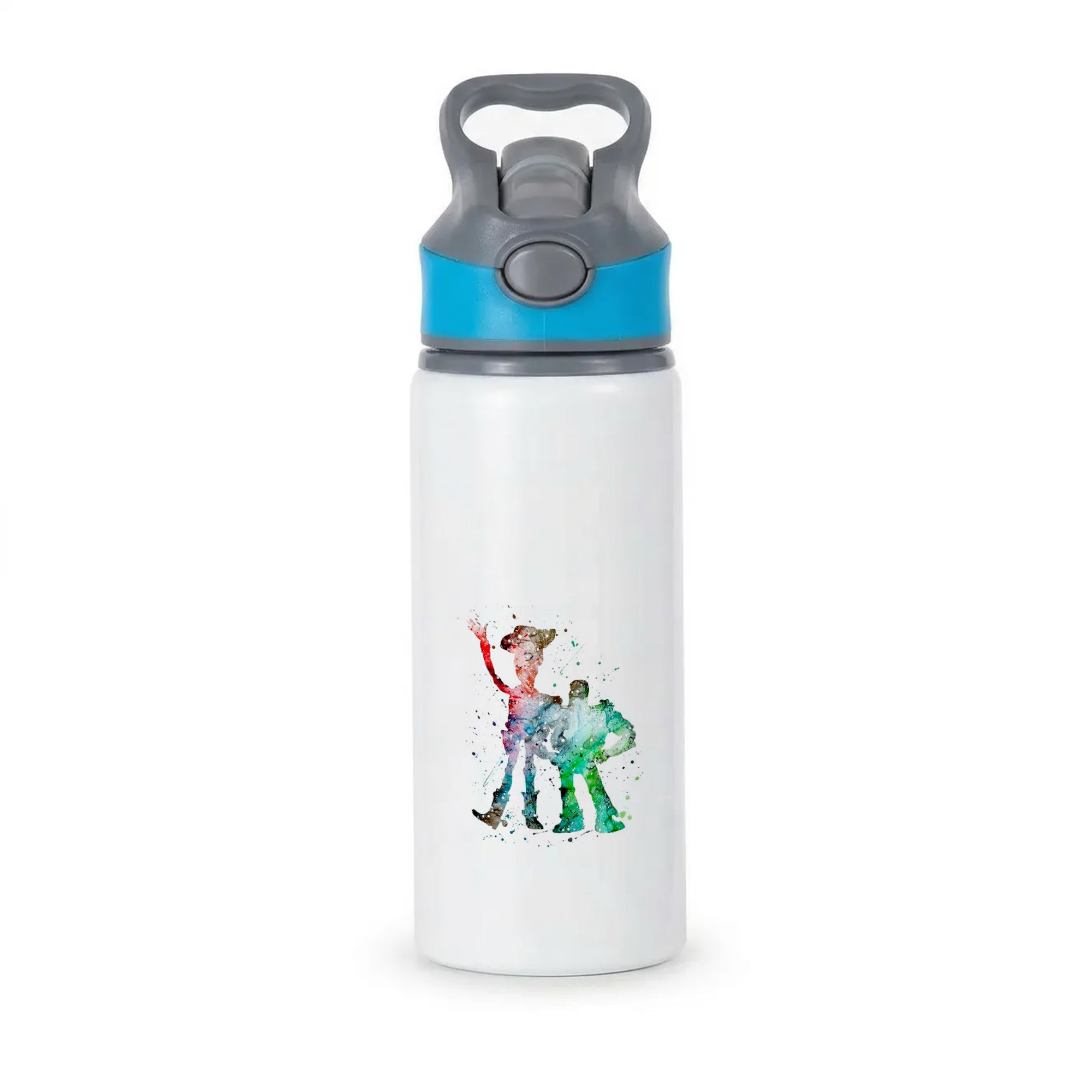 Watercolour Woody & Buzz A Story of Toys Fairytale Active Water Bottle - Blue