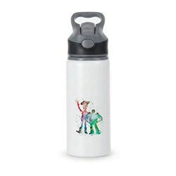 Watercolour Woody & Buzz A Story of Toys Fairytale Active Water Bottle - Black
