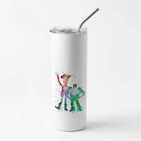 Watercolour Woody & Buzz A Story of Toys Fairytale Skinny Tumbler