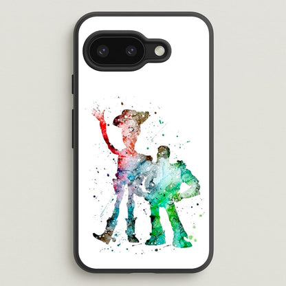 Watercolour Woody & Buzz A Story of Toys Fairytale  - Disney Phone Case for Google Pixel 9a