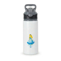 Watercolour Alice in Wonderland Fairytale Active Water Bottle - Black