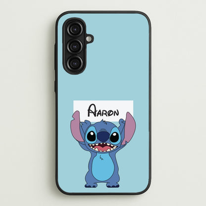 Standing Blue Alien - Personalised Disney  - Disney Phone Case for Galaxy A16