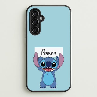Standing Blue Alien - Personalised Disney  - Disney Phone Case for Galaxy A14