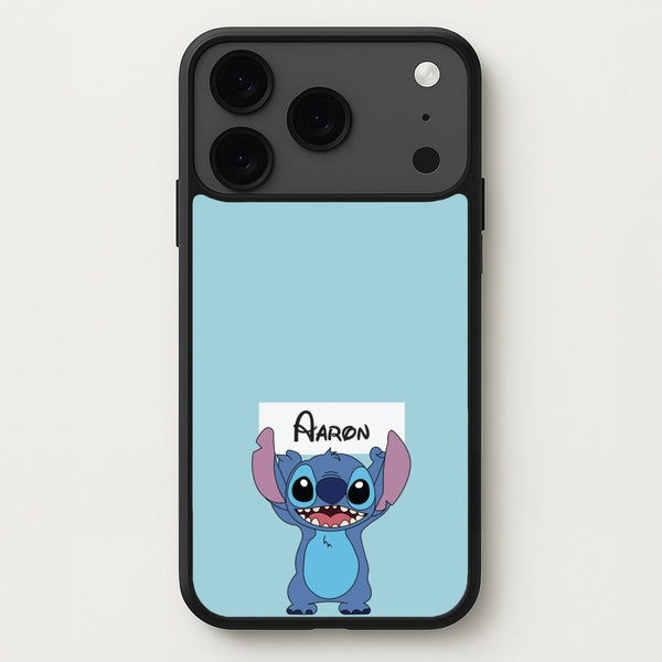 Standing Blue Alien - Personalised Disney Phone Case for iPhone 17 Pro