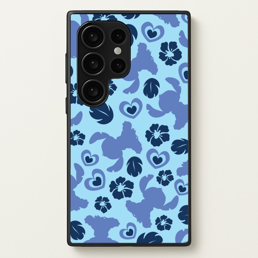 Blue Alien Silhouette Pattern  - Disney Phone Case for Galaxy S24 Ultra