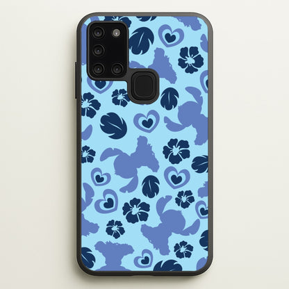Blue Alien Silhouette Pattern  - Disney Phone Case for Galaxy A21s