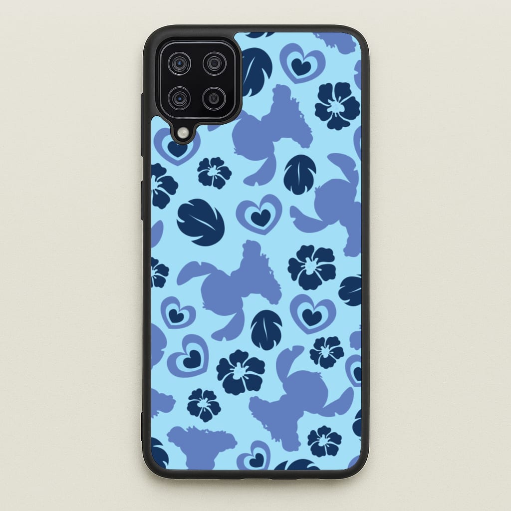 Blue Alien Silhouette Pattern  - Disney Phone Case for Galaxy A12