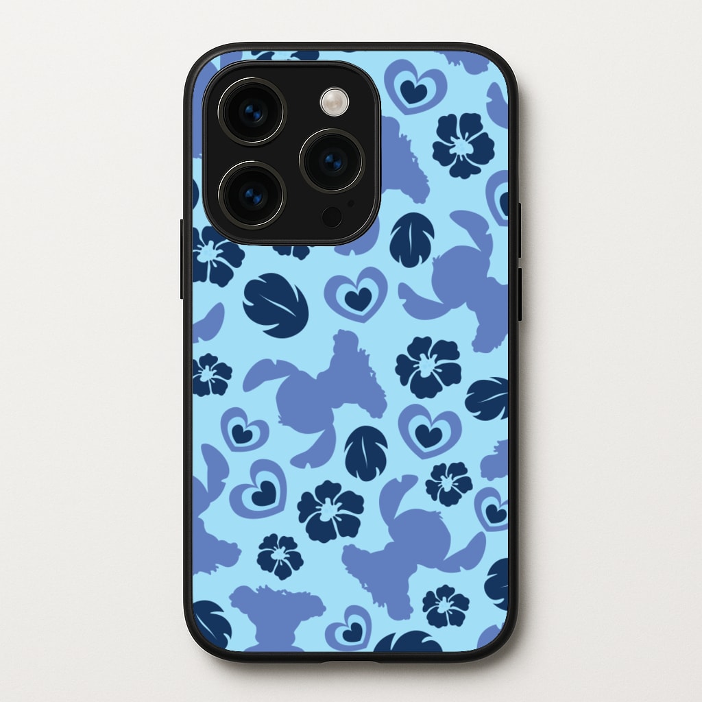Blue Alien Silhouette Pattern  - Disney Phone Case for iPhone 15 Pro Max