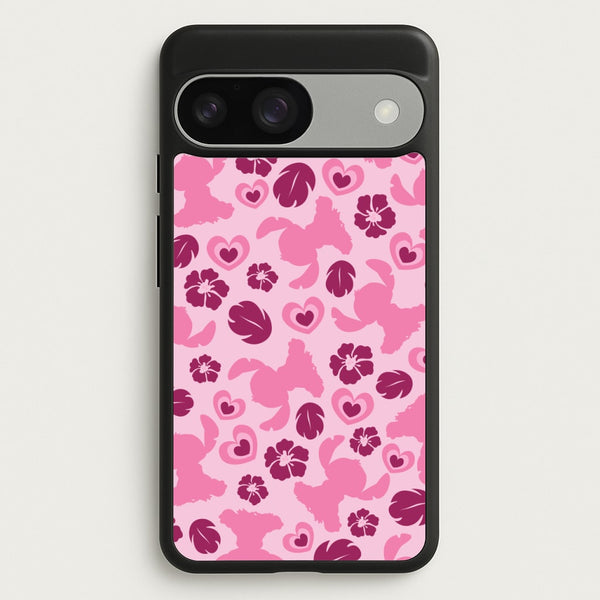Pink Alien Silhouette Pattern  - Disney Phone Case for Google Pixel 9 / 9 Pro
