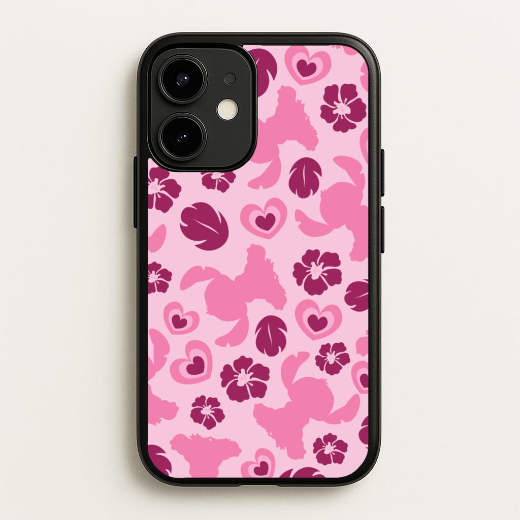 Pink Alien Silhouette Pattern  - Disney Phone Case for iPhone 12 Mini