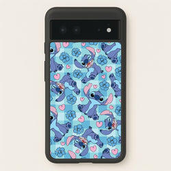 Blue Alien And Hearts Pattern  - Disney Phone Case for Google Pixel 6