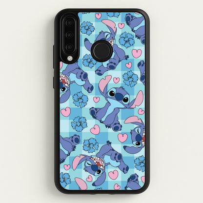 Blue Alien And Hearts Pattern  - Disney Phone Case for Huawei P30 Lite