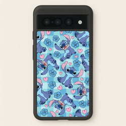 Blue Alien And Hearts Pattern  - Disney Phone Case for Google Pixel 7 Pro