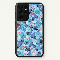 Blue Alien And Hearts Pattern  - Disney Phone Case for Galaxy S21 Ultra
