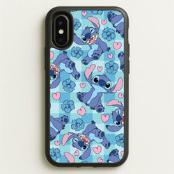 Blue Alien And Hearts Pattern  - Disney Phone Case for iPhone X / XS