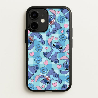 Blue Alien And Hearts Pattern  - Disney Phone Case for iPhone 12 / 12 Pro