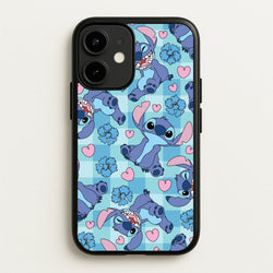 Blue Alien And Hearts Pattern  - Disney Phone Case for iPhone 12 Mini