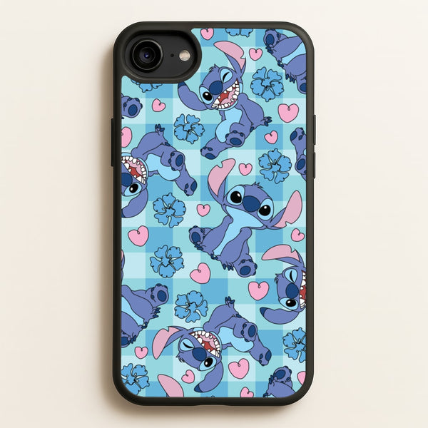 Blue Alien And Hearts Pattern  - Disney Phone Case for iPhone 6 / 7 / 8 / SE