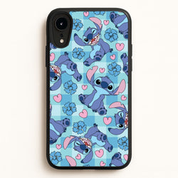 Blue Alien And Hearts Pattern  - Disney Phone Case for iPhone XR