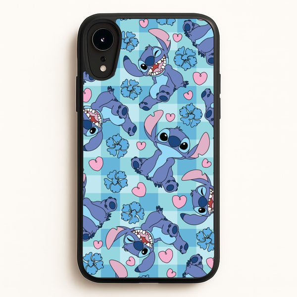 Blue Alien And Hearts Pattern  - Disney Phone Case for iPhone XR