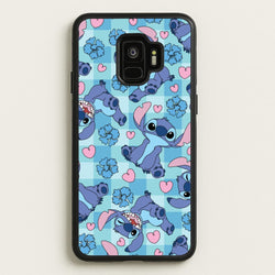 Blue Alien And Hearts Pattern  - Disney Phone Case for Galaxy S9