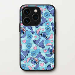 Blue Alien And Hearts Pattern  - Disney Phone Case for iPhone 14 Pro