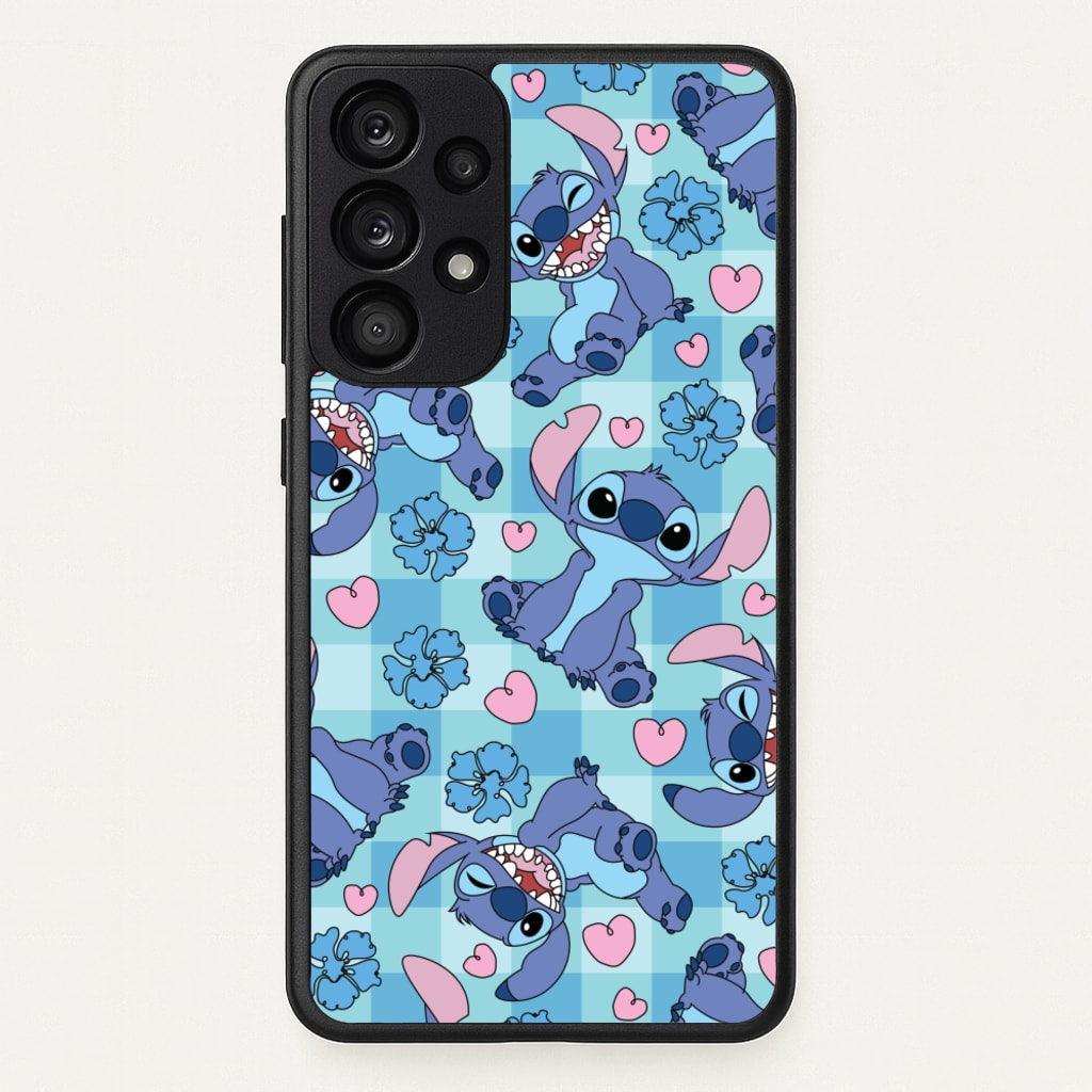 Blue Alien And Hearts Pattern  - Disney Phone Case for Galaxy A53
