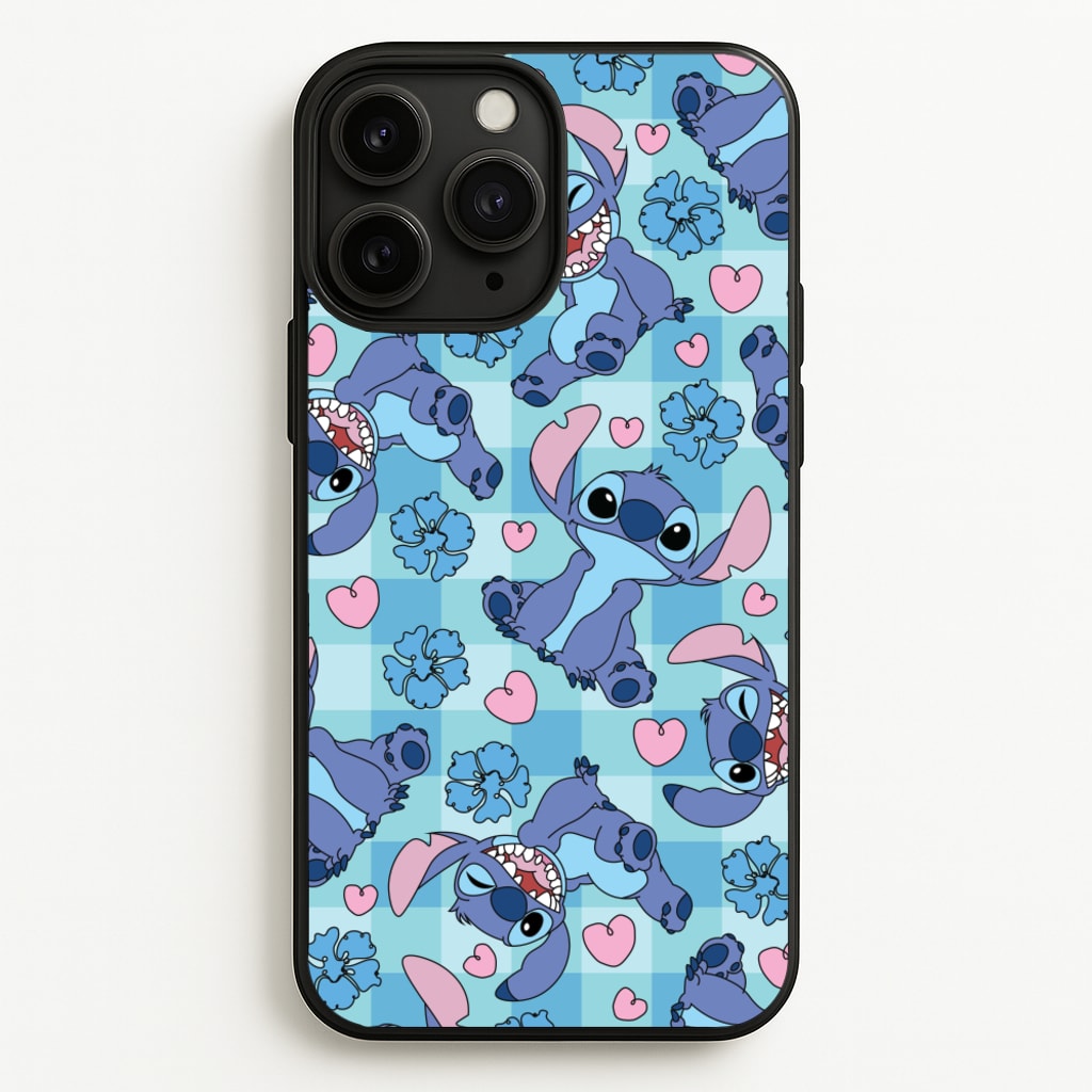 Blue Alien And Hearts Pattern  - Disney Phone Case for iPhone 11 Pro Max