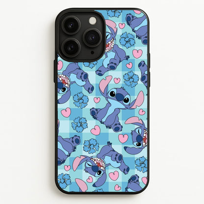 Blue Alien And Hearts Pattern  - Disney Phone Case for iPhone 11 Pro Max