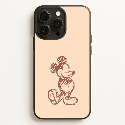 Sketched Mouse Outline Beige   - Disney Phone Case for iPhone 16 Pro Max