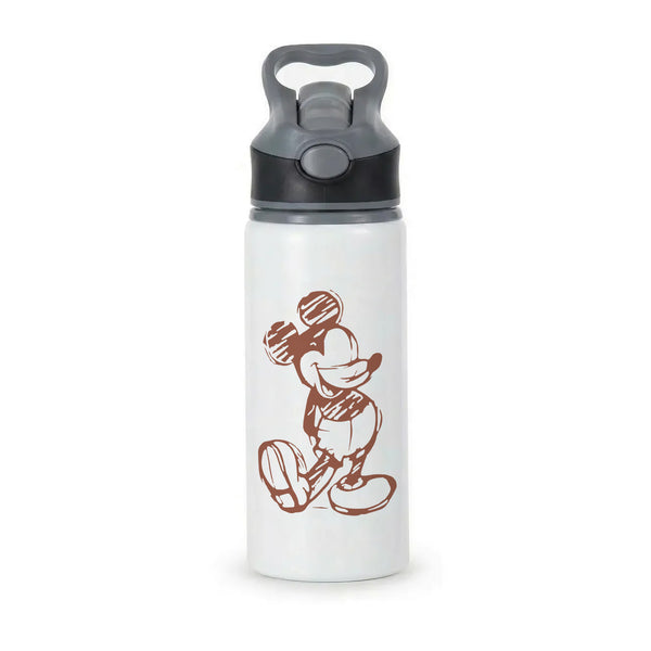 Sketched Mouse Outline Beige  Active Water Bottle - Black
