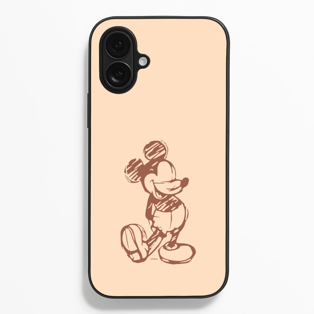 Sketched Mouse Outline Beige   - Disney Phone Case for iPhone 16 Plus