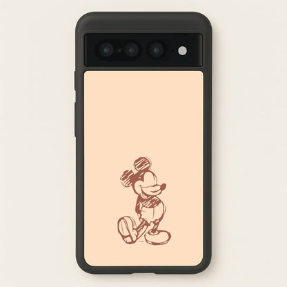 Sketched Mouse Outline Beige   - Disney Phone Case for Google Pixel 7 Pro