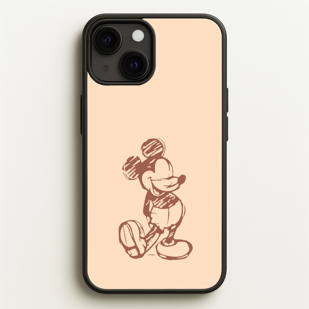 Sketched Mouse Outline Beige   - Disney Phone Case for iPhone 13