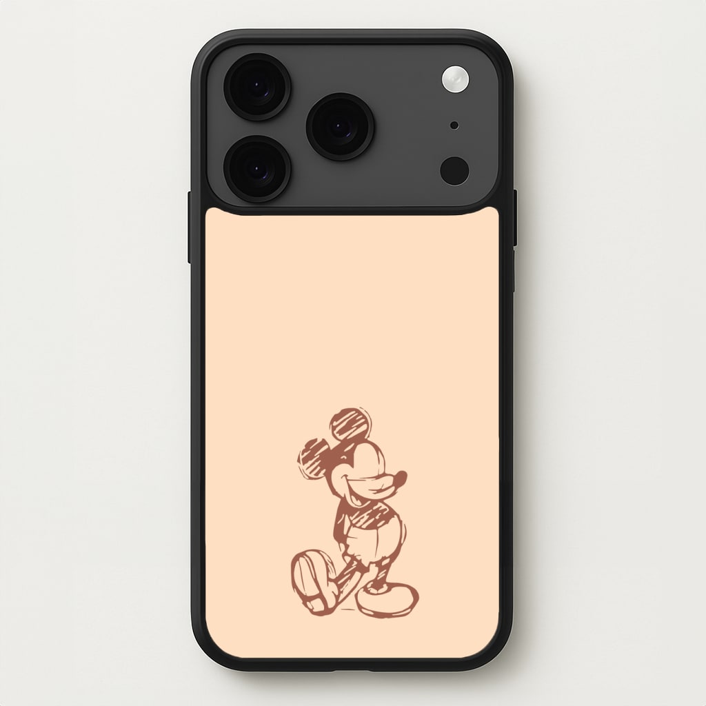 Sketched Mouse Outline Beige Phone Case for iPhone 17 Pro Max