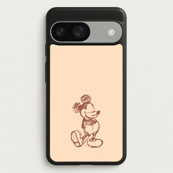 Sketched Mouse Outline Beige   - Disney Phone Case for Google Pixel 9 / 9 Pro