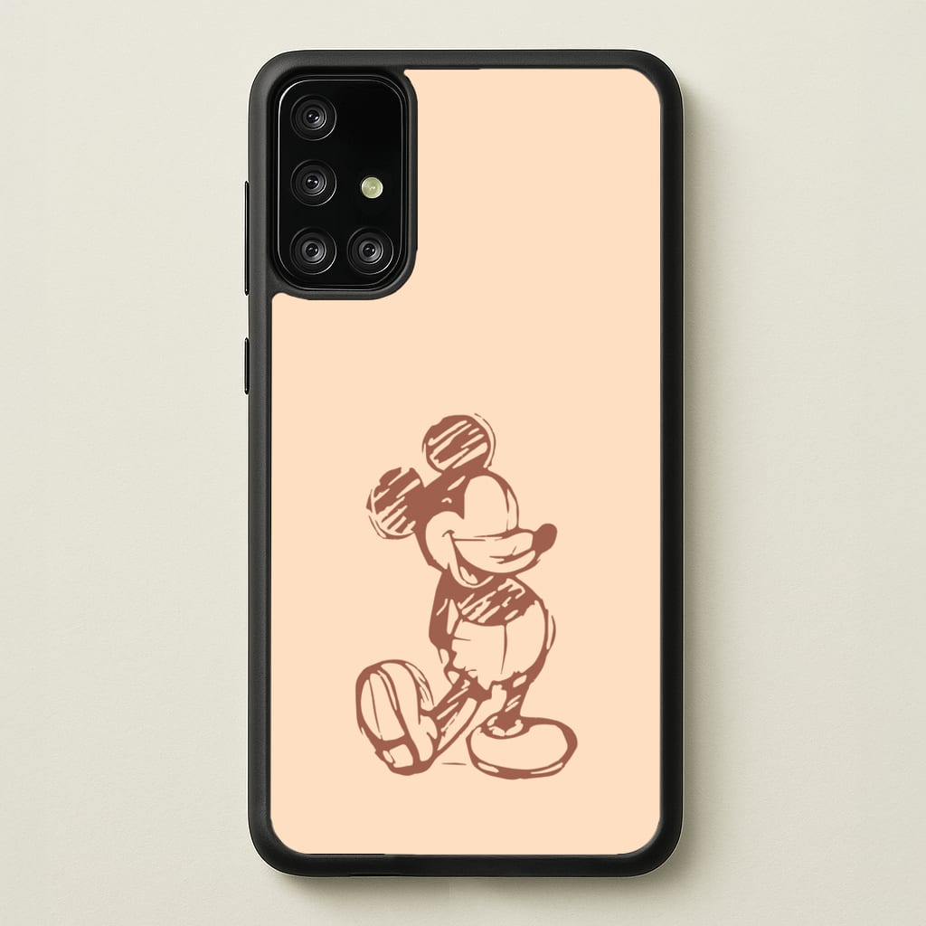 Sketched Mouse Outline Beige   - Disney Phone Case for Galaxy A71