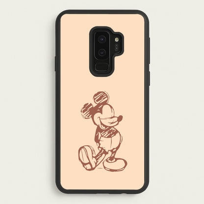 Sketched Mouse Outline Beige   - Disney Phone Case for Galaxy S9 Plus