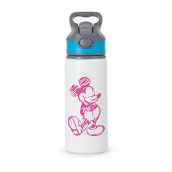 Sketched Mouse Outline Pink Active Water Bottle - Blue