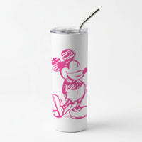 Sketched Mouse Outline Pink Skinny Tumbler