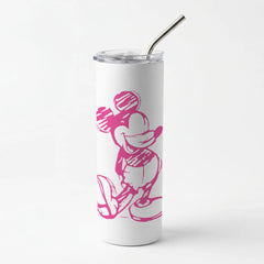 Sketched Mouse Outline Pink Skinny Tumbler