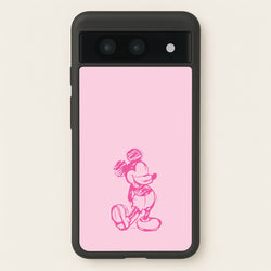 Sketched Mouse Outline Pink  - Disney Phone Case for Google Pixel 8a