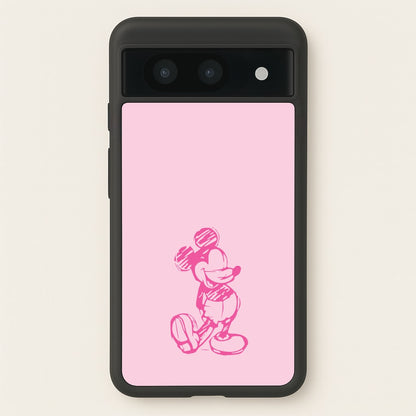 Sketched Mouse Outline Pink  - Disney Phone Case for Google Pixel 8a