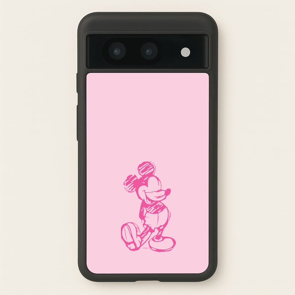 Sketched Mouse Outline Pink  - Disney Phone Case for Google Pixel 8a