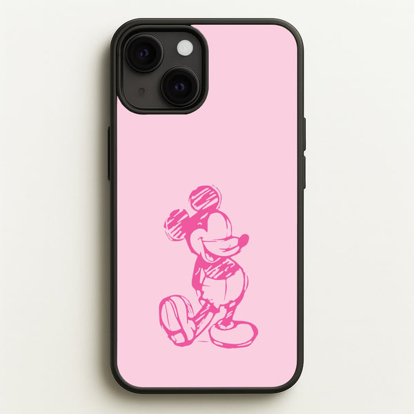 Sketched Mouse Outline Pink  - Disney Phone Case for iPhone 13 Mini