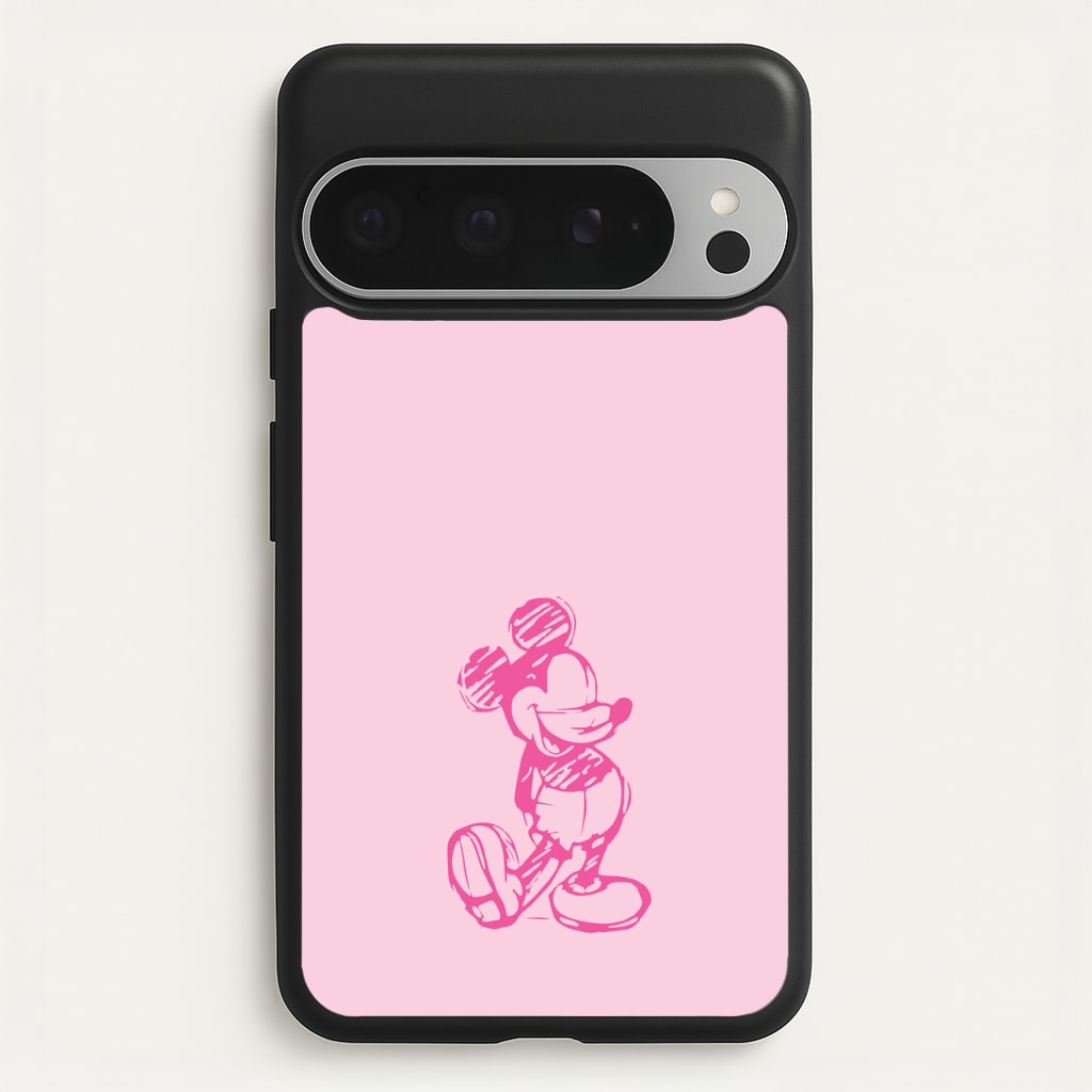 Sketched Mouse Outline Pink  - Disney Phone Case for Google Pixel 9 Pro XL