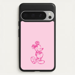 Sketched Mouse Outline Pink  - Disney Phone Case for Google Pixel 9 Pro XL