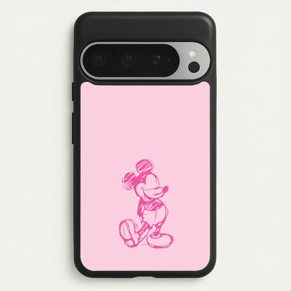 Sketched Mouse Outline Pink  - Disney Phone Case for Google Pixel 9 Pro XL